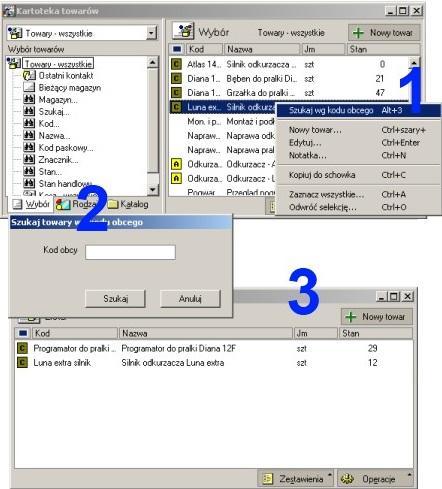 Wst p Wprowadza mo liwo wyszukania towaru/ów po kodzie obcym.