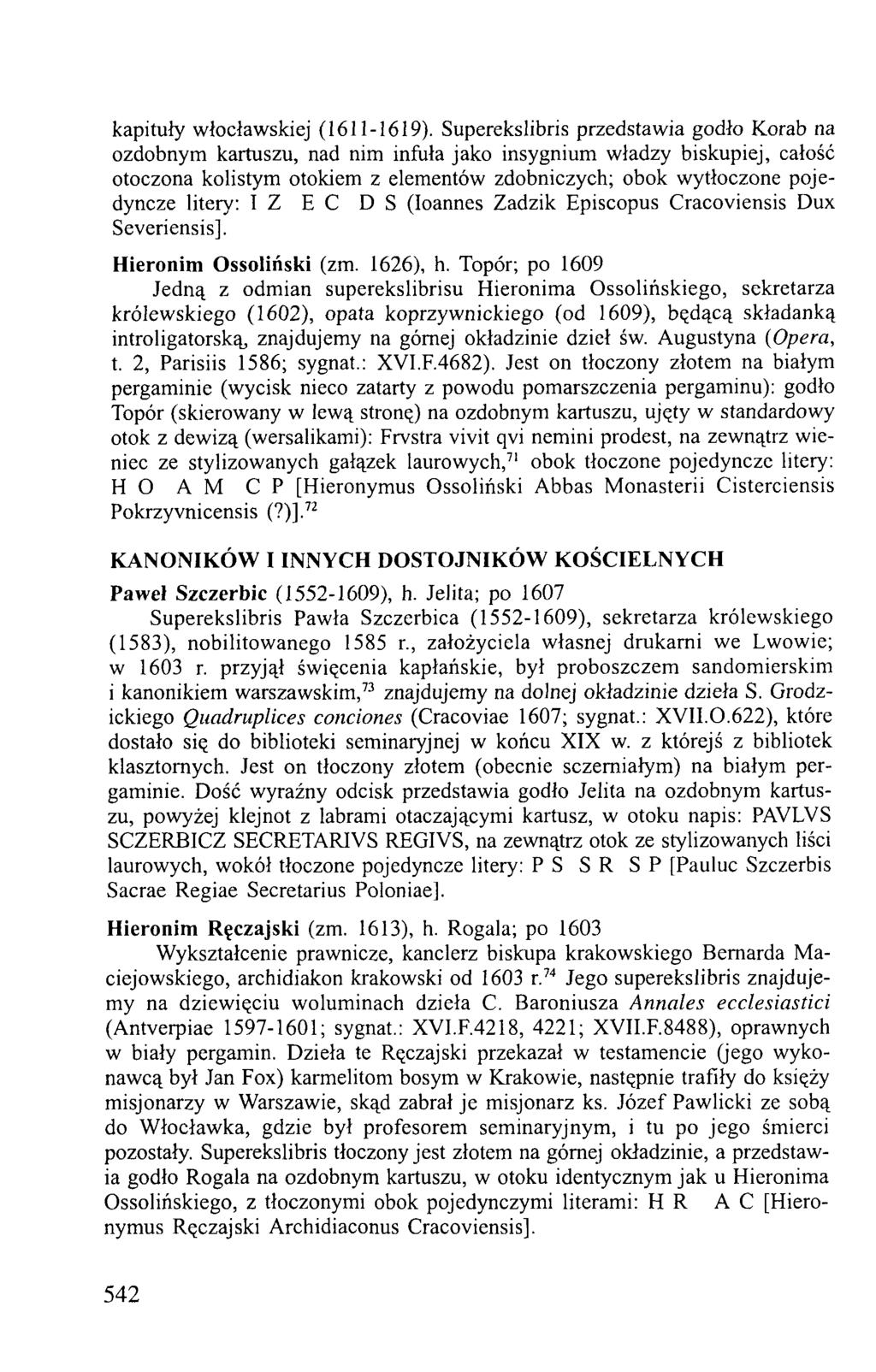kapituły włocławskiej (1611-1619).