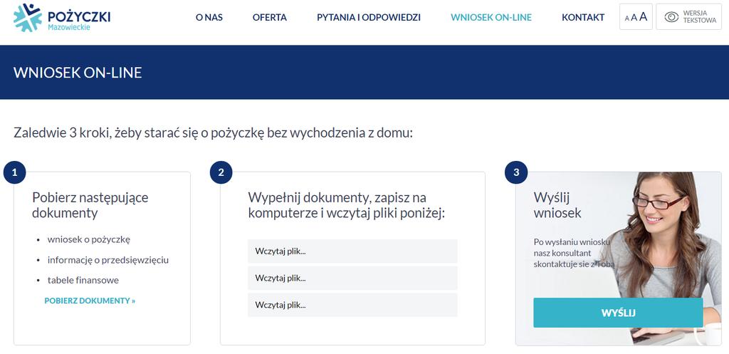 Procedura pożyczkowa złożenie wniosku przez internet Na stronie www.pozyczkimazowieckie.