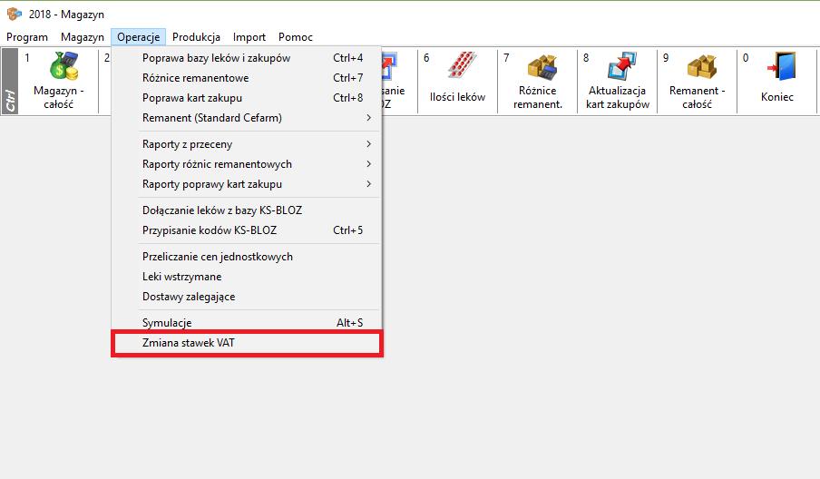 2.3. Zmiana stawek VAT Uwaga 2. Wszystkie zrzuty ekranu w niniejszej instrukcji zostały wykonane na demonstracyjnej wersji systemu KS-AOW.
