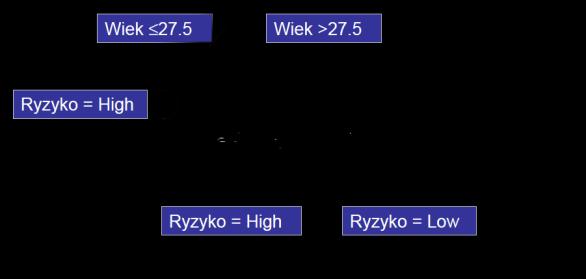 Przykład (9) gini(typ_sam { sport, family }) = 1 - (1/2) 2 - (1/2) 2 = 1/2 gini(typ_sam { sport, truck }) = 1 - (1/2) 2 - (1/2) 2 = 1/2 gini(typ_sam { family, truck }) = 1-0 2-1 2 = 0 gini SPLIT