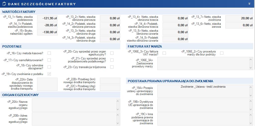 SvJPK» Instrukcja użytkownika» Dokumenty Rysunek 13 Rysunek 14 3.2.1.4 SEKCJA POZYCJE Sekcja pozycje zawiera pola opisujące pozycje dokumentu (Rysunek 15) (Rysunek 16).