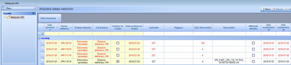 Wówczas do nowego meldunek przypisane zostaną aktualne wersje dokumentów.