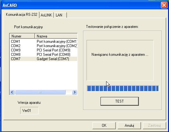 Pojawienie się powyŝszego okienka oznacza, Ŝe procedura instalacji sterowników Gadget Serial koniecznych do komunikacji aparatu AsCARD Grey7 z komputerem PC została zakończona pomyślnie.