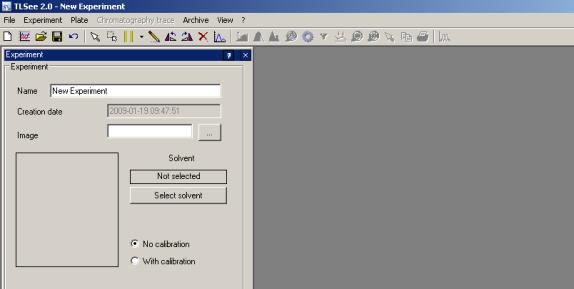 z menu File wybieramy opcję New Experiment -> Without calibration (Rys. 1) co powoduje otwarcie zakładki wyboru zeskanowanego obrazu płytki (Rys. 3).