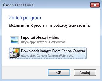 1 Podłącz aparat do komputera. ( ). Ustaw mniejszą wtyczkę kabla USB zgodnie z ilustracją i włóż ją do końca do gniazda aparatu ( ). Kliknij dwukrotnie ikonę [ ].