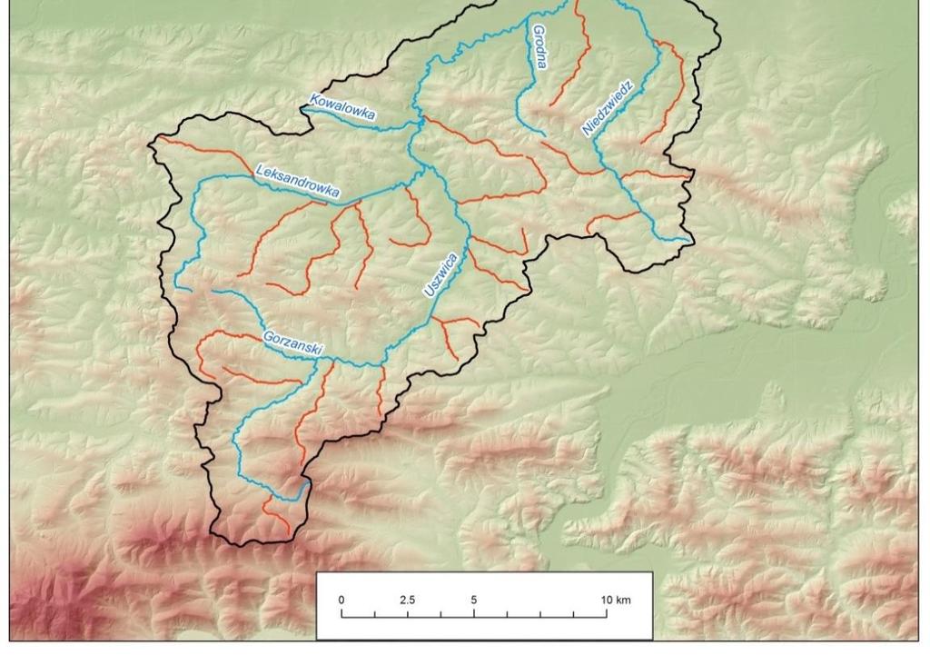 1) wyznaczone na podstawie Mapy Podziału Hydrograficznego Polski (MPHP). Rys. 1.