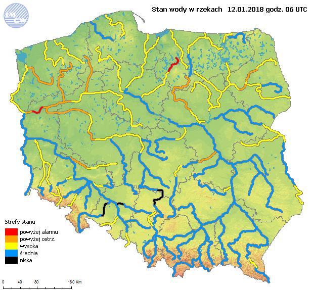 3. OCENA AKTUALNEJ I PROGNOZOWANEJ SYTUACJI HYDROLOGICZNEJ Ryc. 1. Stan wody w rzekach w Polsce Ryc. 2.