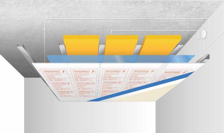 Ceiling heating on steel construction 1. Heat Decor heating board 2. Steal construction - for dry walls systems 3.