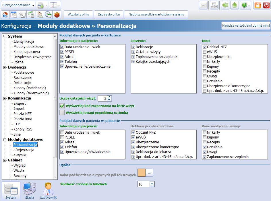 Definicja zawartości okna poglądu danych pacjenta Rozdział Definicja zawartości okna poglądu danych pacjenta 5 Ścieżka: Zarządzanie > Konfiguracja > Konfigurator, pozycja: Moduły dodatkowe >