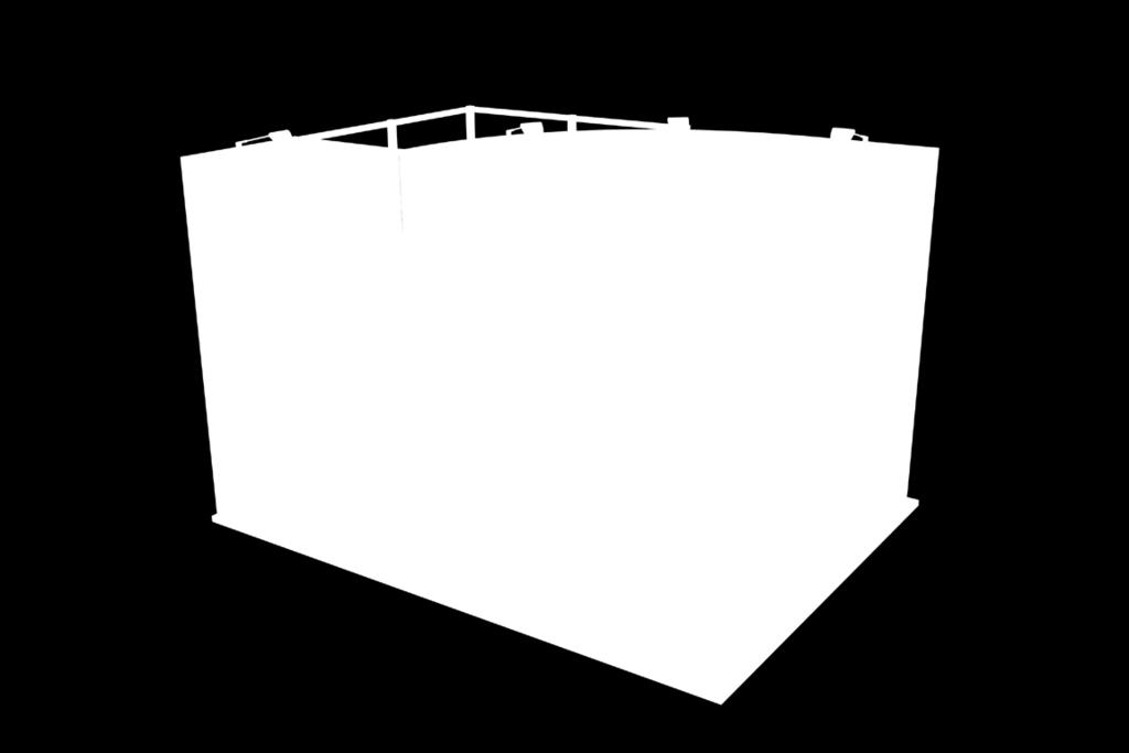 Moduły Vector Stoisko 12 m² Stoisko 12 m² E V E V V V Aluminiowe profile 50 mm. Moduł łukowy tworzy duże zaplecze. Grafika tekstylna.