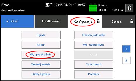 Wybierz jedną z następujących opcji: Przekaźnik wewnętrzny (alarmowy) W przypadku przekaźnika wewnętrznego możliwe jest ustawienie