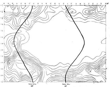 Ważniejsze wyniki badań (rys. 1-2, tab. 1-15 ) Rys. 1. Częstość występowania poszczególnych prędkości wiatru w zależności od kierunku (rok) w latach 1956-1960 (3, 6, 10, 21, 27, 33 prędkość w węzłach).
