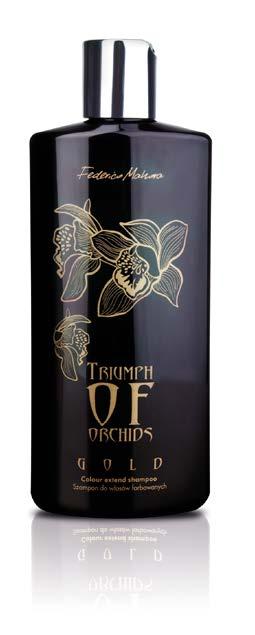 KOLEKCJA TRIUMPH OF ORCHIDS ZŁOTA ORCHIDEA SZAMPON DO WŁOSÓW FARBOWANYCH COLOUR EXTEND SHAMPOO o naturalnej formule, opracowany z myślą o kompleksowej pielęgnacji włosów farbowanych, poddawanych