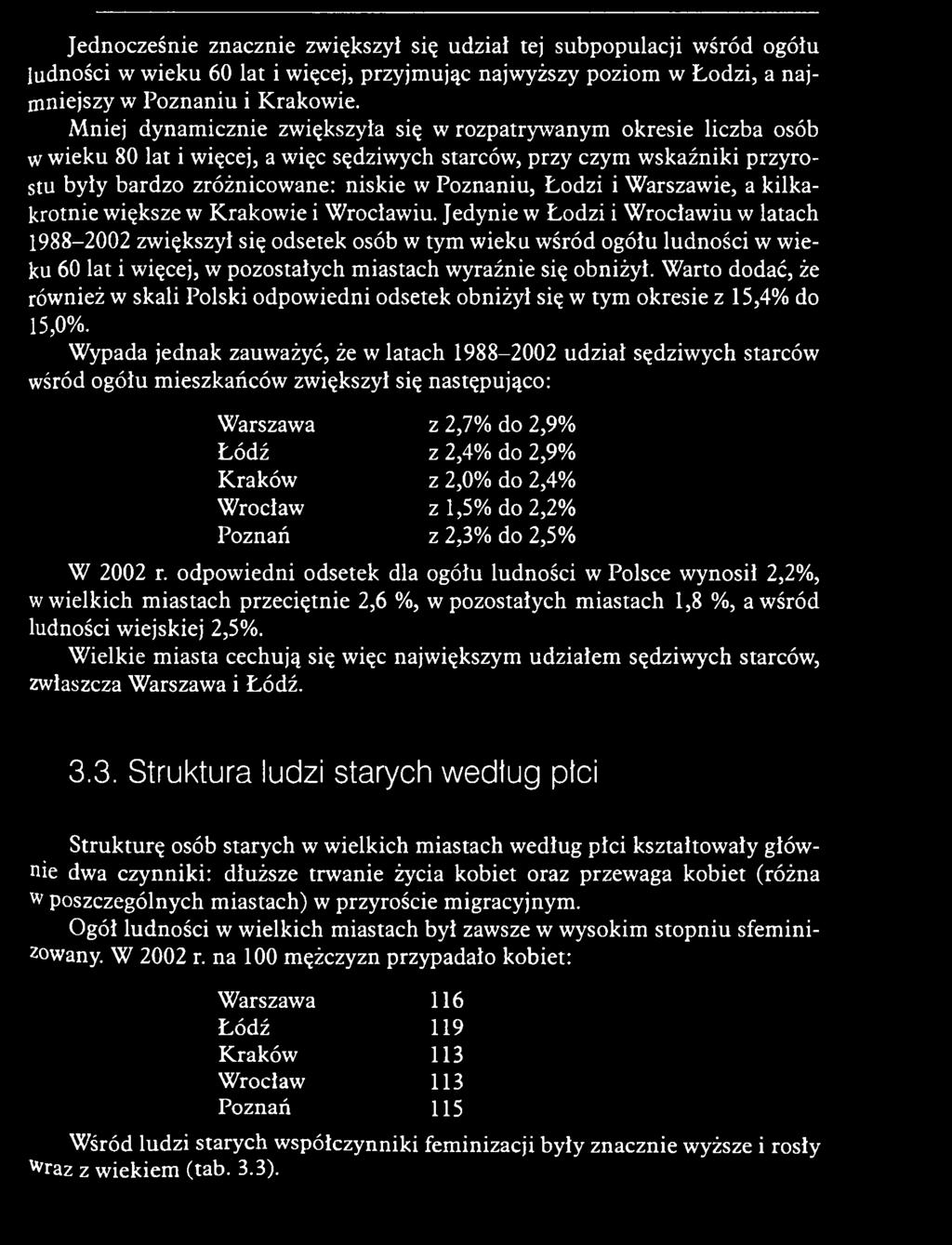 W arto dodać, że rów nież w skali P olski odpow iedni odsetek obniżył się w tym okresie z 15,4% do 15,0%.