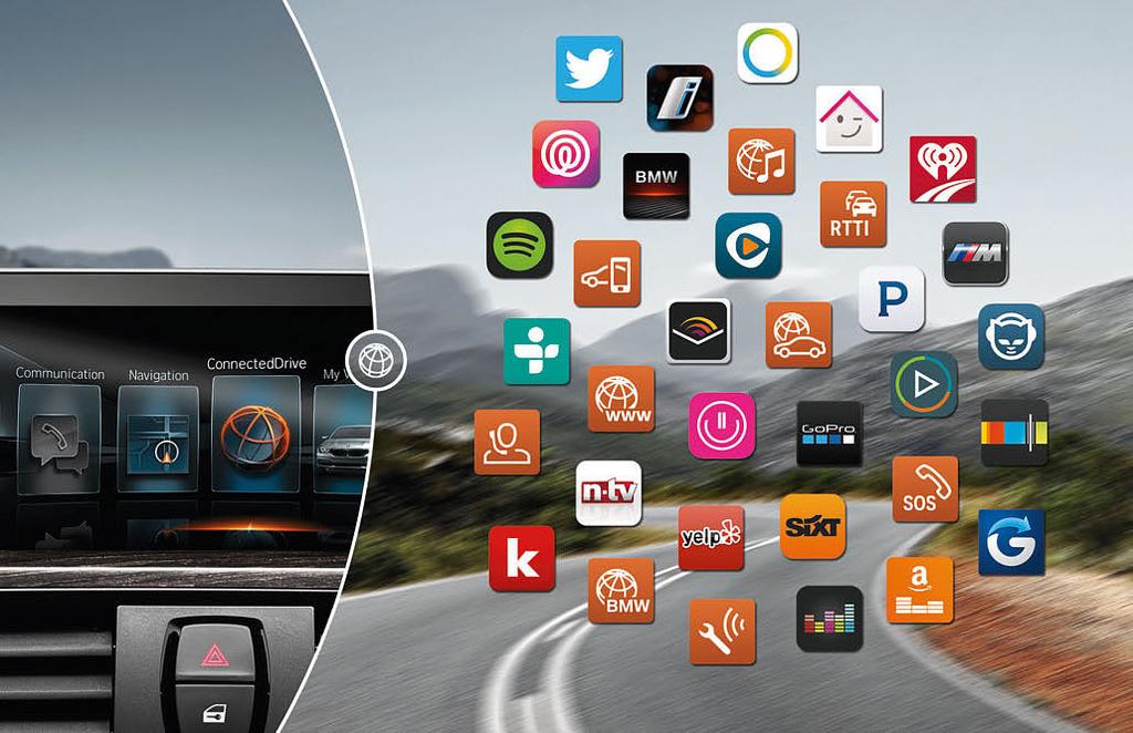 Wszechstronne funkcje usługi i aplikacje BMW ConnectedDrive zapewnią Ci w drodze do celu informacje, komunikację i komfort.