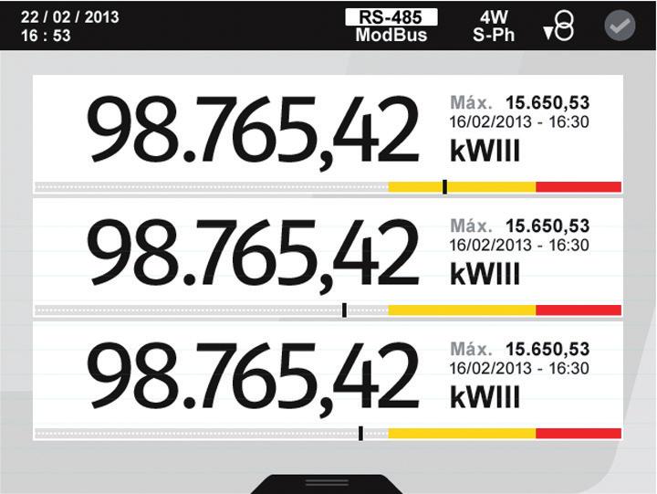 (energie), czs, koszty, emisje 3 tryfy (z możliwością wyoru z pomocą wejści cyfrowego lu przez system komunikcji RS-485) Możliwość pokzywni kosztów i