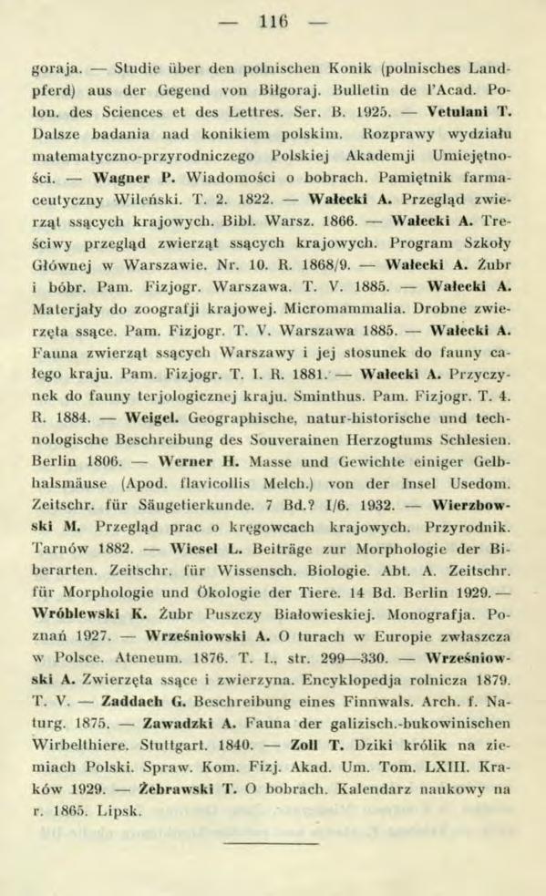 116 goraja. Studie über den polnischen Konik (polnisches Landpferd) aus der Gegend von Biłgoraj. Bulletin de l Acad. Polon. des Sciences et des Lettres. Ser. B. 1925. Vetulani T.