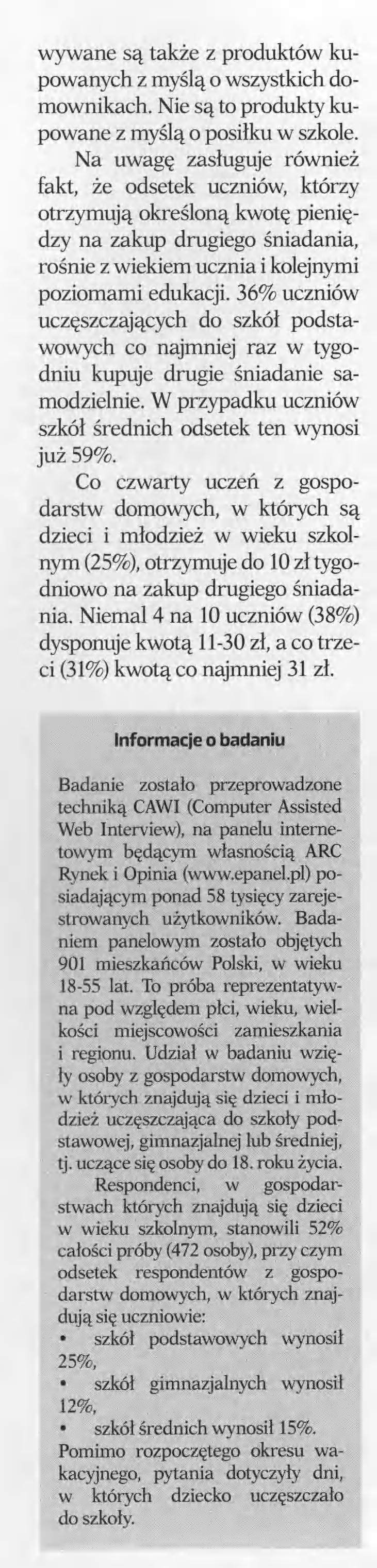 wywane są także z produktów kupowanych z myślą o wszystkich domownikach. Nie są to produkty kupowane z myślą o posiłku w szkole.