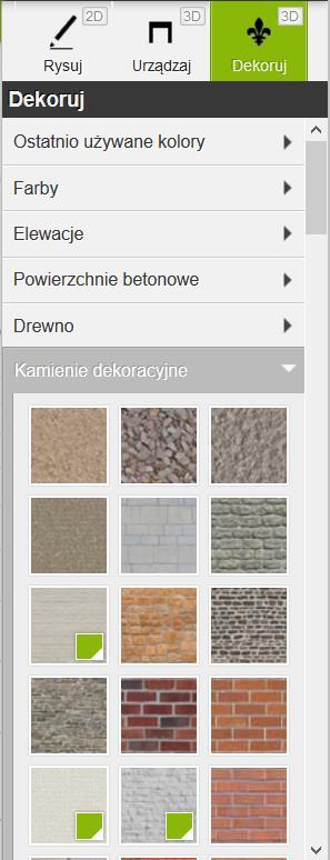 Dekorowanie 3D W taki sam sposób możemy udekorować ściany Jedną ozdobimy cegłą przez Kamienie dekoracyjne, wybierając wzór i