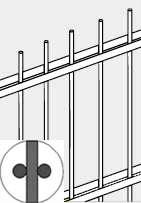 OGRODZENIA PANELOWE PANELE OGRODZENIOWE MERKUR PCV średnica drutu 4,2 mm (poziomy) x 4,0 mm (pionowy), rozmiar oka: 200 x 55 mm zewnętrzne wykończenie: cynk i lakier PCV (cynk-pcv), RAL6005 boczne