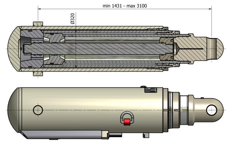 Sekcje obudowy zostały wyposażone w nowoczesne, dwustopniowe stojaki hydrauliczne o średnicy cylindra podstawowego 320 mm, bez multiplikacji ciśnienia w stopniu drugim.