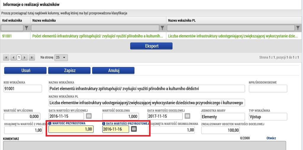 Kluczowe działania Tak samo jak w przypadku wskaźników, jeśli trzeba wykazać jakąś