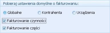 W obszarze Parametry istnieje ponadto możliwość określenia rodzaju kursu, jaki ma być stosowany przy przeliczaniu cen na zleceniach w walutach obcych: wg kursu na zleceniu - ceny czynności oraz