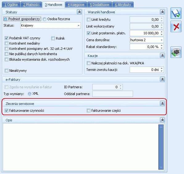 Uwaga: Domyślnie w Konfiguracji zaznaczona jest opcja Globalne : Fakturowanie czynności.
