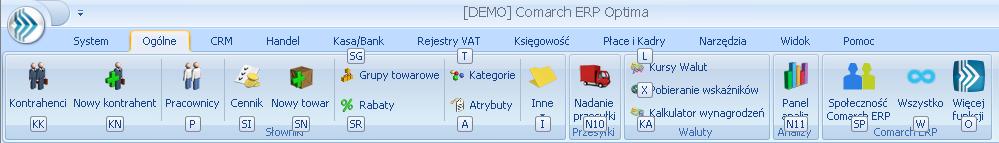 tak: Rys. Zwinięty pasek menu Rozwinięcie na stałe wykonuje się tą samą ikoną, wówczas wstążka menu będzie zawsze widoczna.