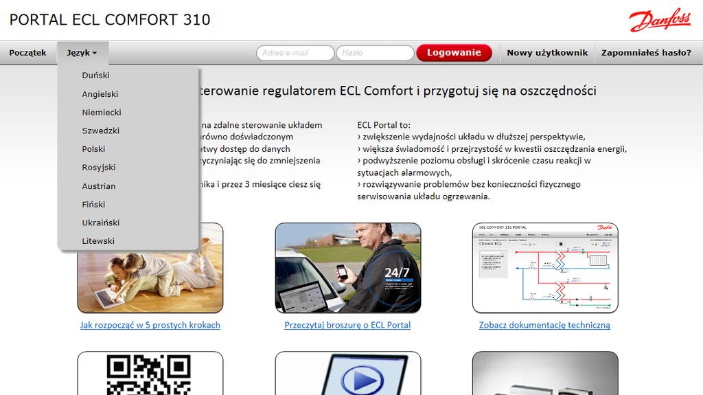 5.0 Korzystanie z aplikacji ECL Portal 5.1 Adres internetowy Adres internetowy 5.