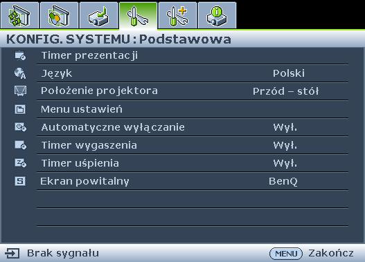 Naciśnij Menu/Exit na projektorze lub na pilocie zdalnego sterowania w celu włączenia menu OSD. 3.