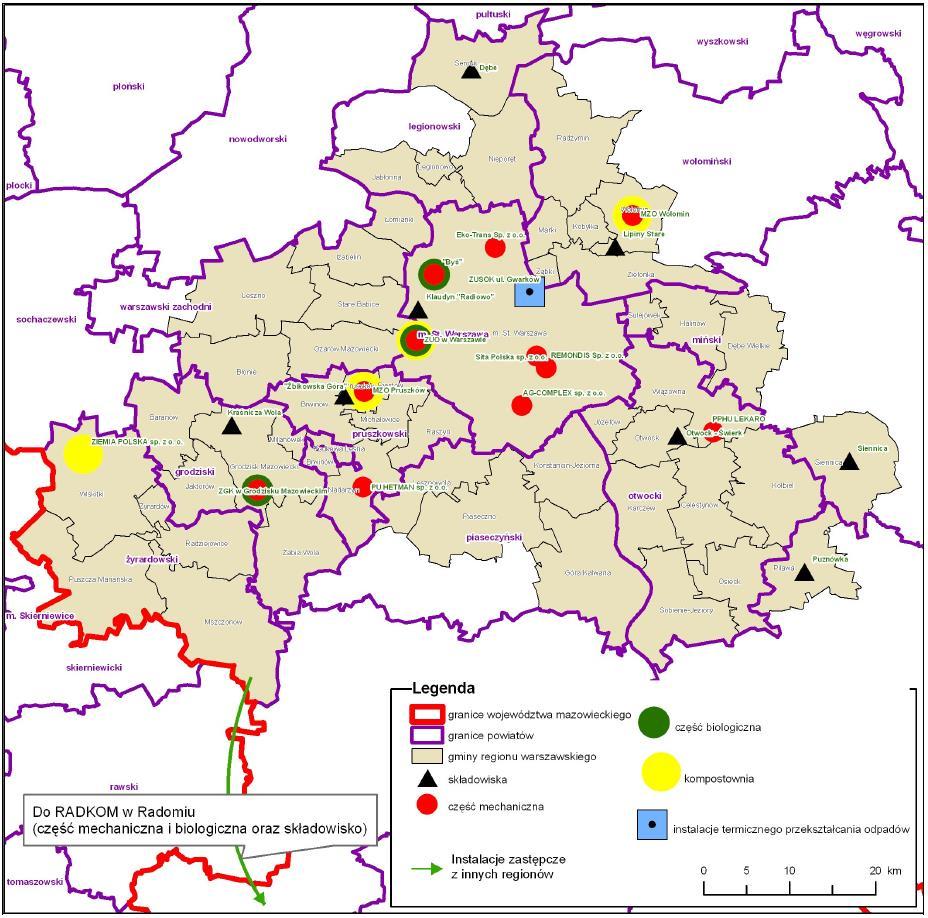 źródło: Wojewódzki Plan Gospodarki Odpadami dla Mazowsza na lata 2012-2017 z uwzględnieniem lat 2018-2023. Zgodnie z danymi GUS region zamieszkuje około 2 746 090 8 mieszkańców.