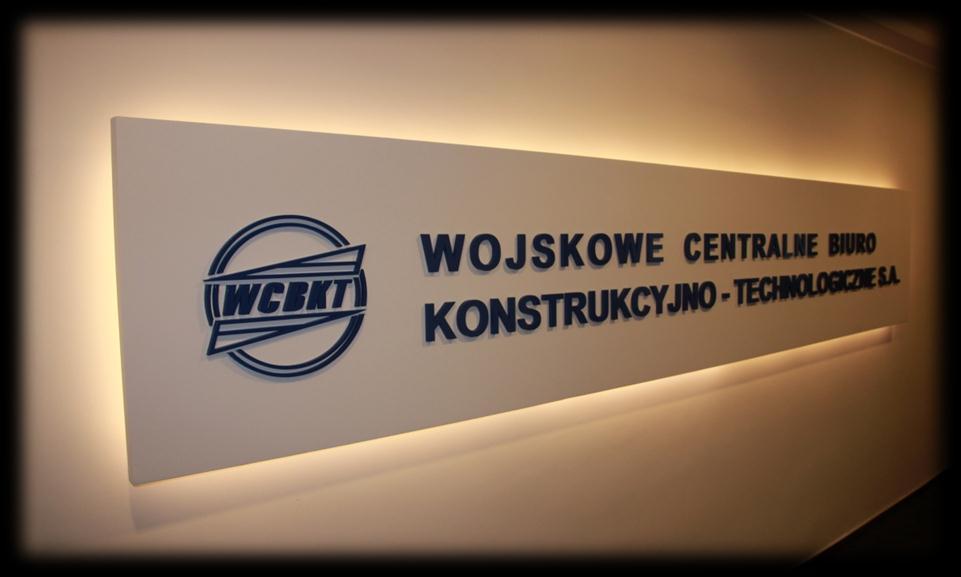 1. PODSTAWOWE INFORMACJE O WCBKT S.A. Wojskowe Centralne Biuro Konstrukcyjno-Technologiczne S.A. jest spółką powstałą na bazie przedsiębiorstwa państwowego utworzonego w 1980 roku przez Ministerstwo Obrony Narodowej.