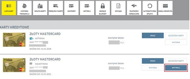 Po zalogowaniu do bankowości internetowej R-Online aktywuj kartę i nadaj kod PIN. Wybierz zakładkę Karty. Z listy kart wybierz tę, którą chcesz aktywować, a następnie kliknij opcję Aktywuj i Dalej.