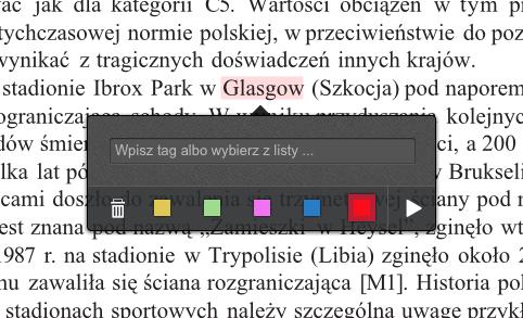 6. Zaawansowana praca z tekstem Kiedy zaznaczysz dane słowo w tekście, wyświetlą się różne narzędzia. Wybierz te, których potrzebujesz.