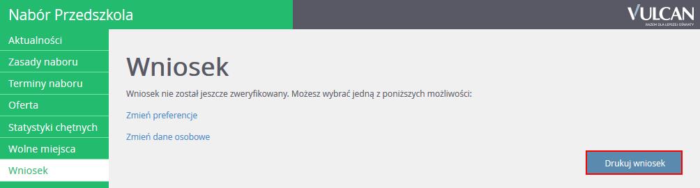 W bocznym menu wybierz pozycję Wniosek.
