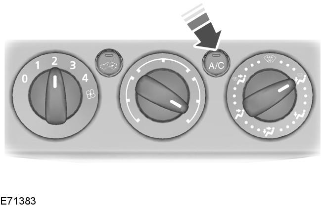 Jeżeli przestawisz przełącznik rozprowadzania powietrza do położenia innego niż A, klimatyzacja A/C pozostanie włączona.