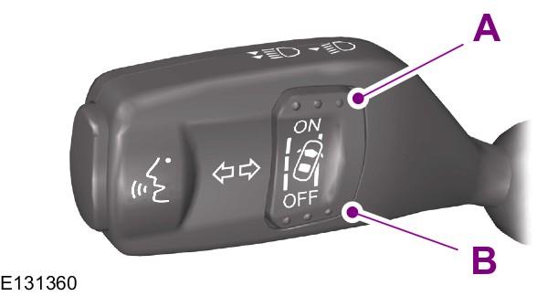 Ostrzeżenie o zjechaniu z pasa ruchu A B Układ włączony Układ wyłączony Włącz układ za pomocą przełączników na dźwigni kierunkowskazów.