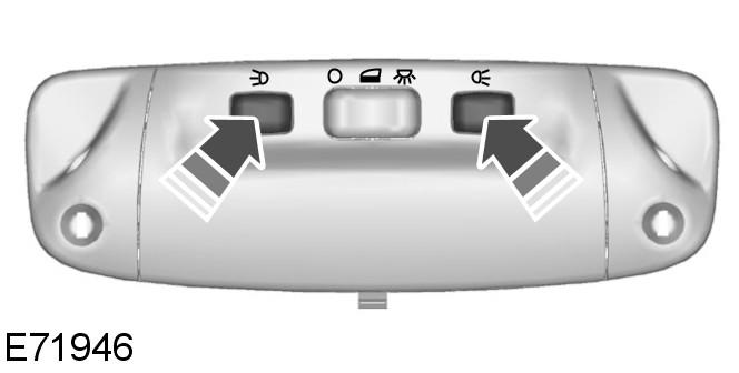 A B C Wyłączone Włącznik drzwiowy Włączone Gdy włącznik jest w położeniu B, lampka oświetlenia wnętrza zapala się po odryglowaniu lub otworzeniu drzwi lub pokrywy bagażnika.