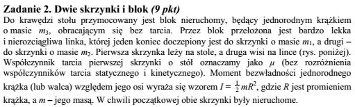 cjalną ciężkości, jest równa h=. Skorzystajmy z zasady zachowania energii.