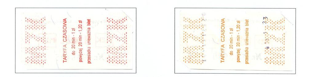 Za przejazdy powyżej 20 minut. Bilet w cenie 1,10 zł., papier biały ze znakiem wodnym, przeciętne wymiary 6,5 cm 3,4 cm. Znane serie: A1, A2,A3 itd. do A50, B1, B2 itd. do B10, C1, C2 itd.