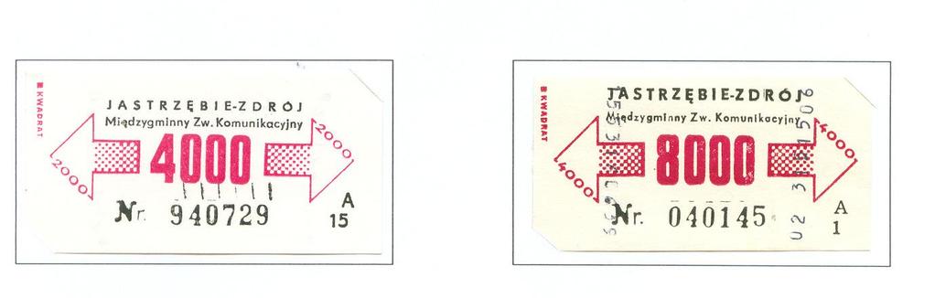 Międzygminny Związek Komunikacyjny z siedzibą w Jastrzębiu Zdroju Bilety ważne od września 1993r. do 14.03.1994r. Bilety sprzedawane w punktach sprzedaży i przez kierowców w autobusach.