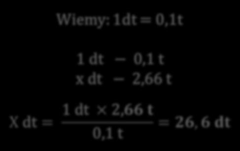 Z proporcji obliczamy wielkość plonów uzyskanych z 1ha, wyrażoną w tonach (t) 2.