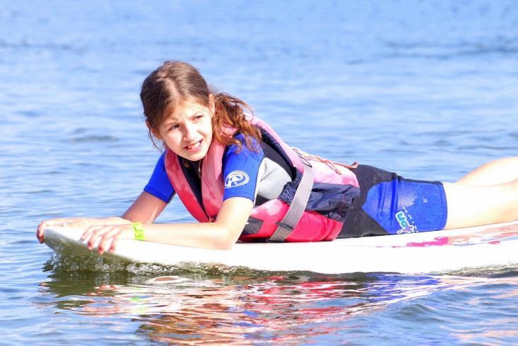 Program kierunkowy Windsurfing (gry i zabawy koordynacyjno równoważne, podstawy teorii, trenażer, pierwszy hals, podstawowy zwrot, sterowanie deską na różnych halsach, ostrzenie - odpadanie)