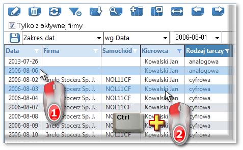 Wiadomości uzupełniające 99 Rys. Zaznaczanie pozycji na liście od - do. Zaznaczenie wszystkich pozycji na liście 1. Kliknąć prawym przyciskiem myszy w dowolnym miejscu na liście. 2.