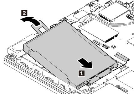 5. Włóż konwerter 1 i obróć go do dołu 2. Upewnij się, że konwerter jest dobrze umieszczony, a taśma nie zakrywa głośnika. 6. Podłącz kabel do płyty głównej. 7.