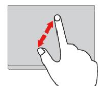 Przewijanie dwoma palcami Połóż dwa palce na trackpadzie i przesuń je poziomo lub pionowo. To działanie umożliwia przewijanie dokumentu, serwisu WWW lub aplikacji.