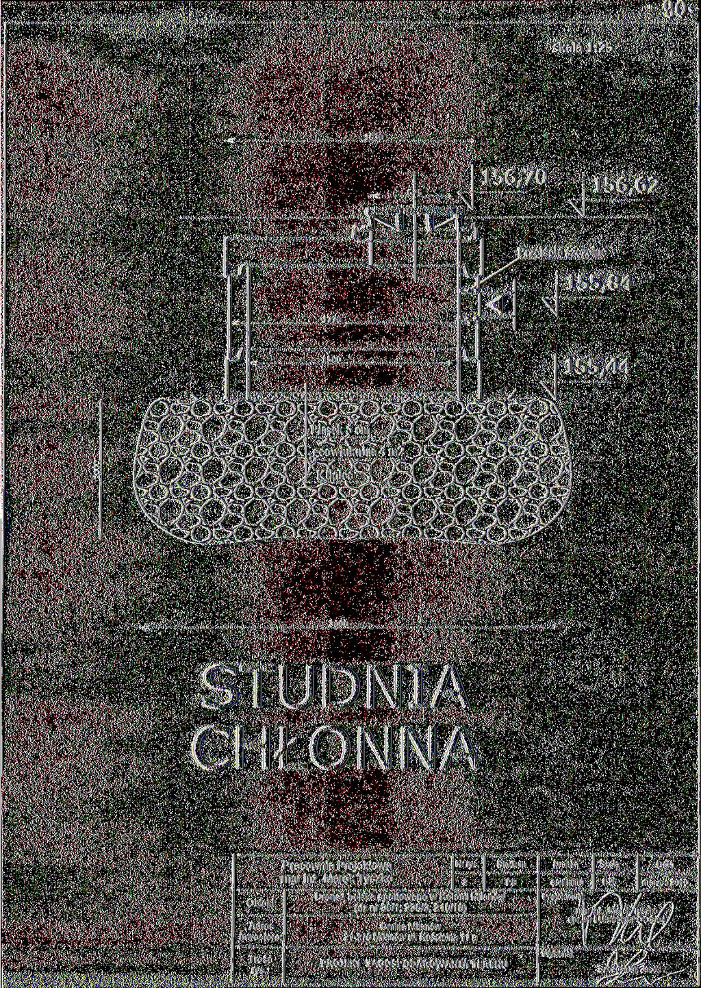 skala 1:25 1830 156,62 Przejście szczelne 155,84 d^geowłuknina 4 m2 3000 STUDNIA CHŁONNA Pracownia Projektowa mgr inż. Marek Tyszko Obiekt: Nriys.