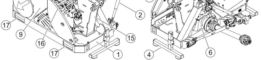 układ hydrauliczny; (8)- zespół amortyzacji ramienia; (9)- zbiornik oleju; (10)- chłodnica oleju; (11)- układ sterowania; (12)- ramię główne; (13)- ramię końcowe; (14)-